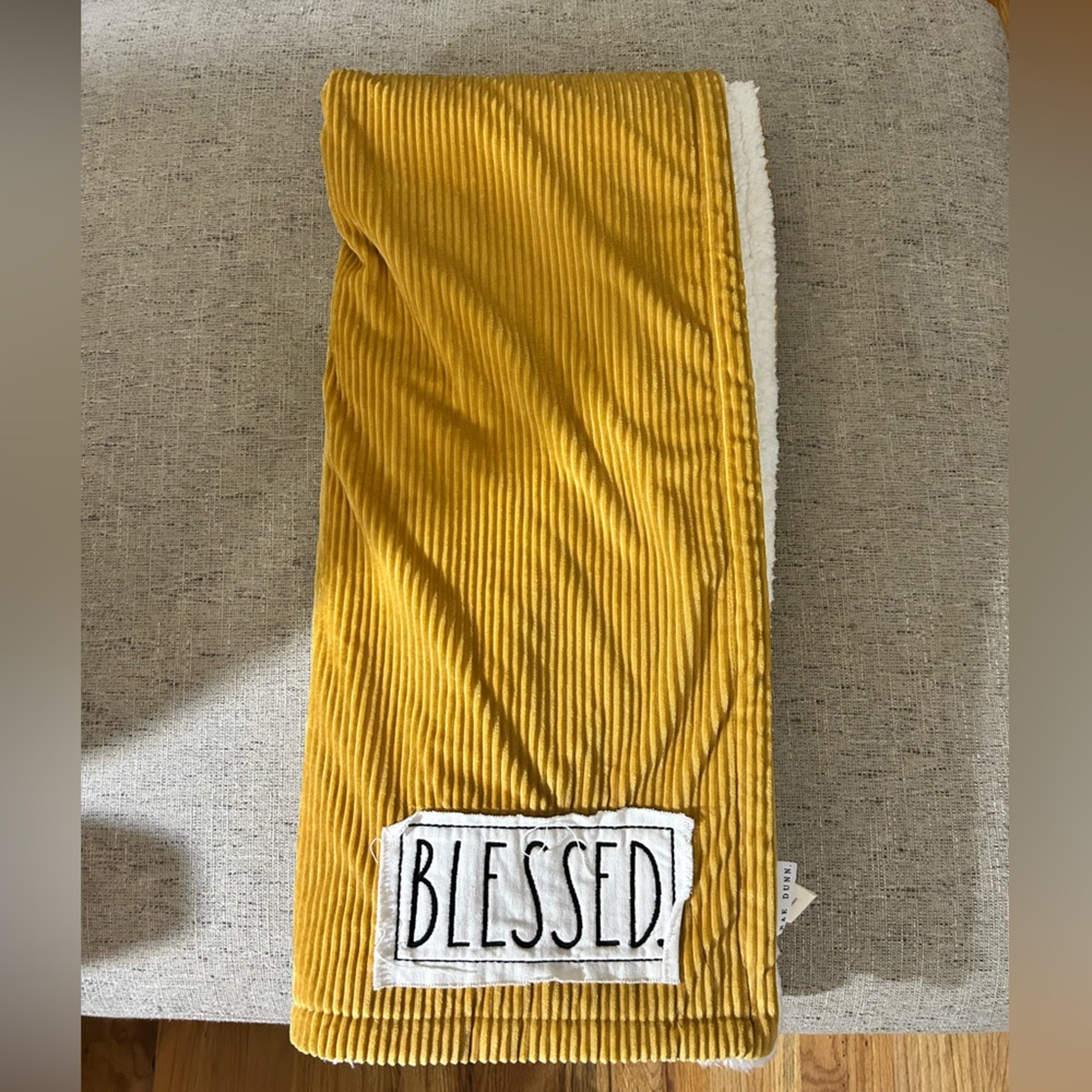 Rae Dunn Mustard Corduroy Blanket